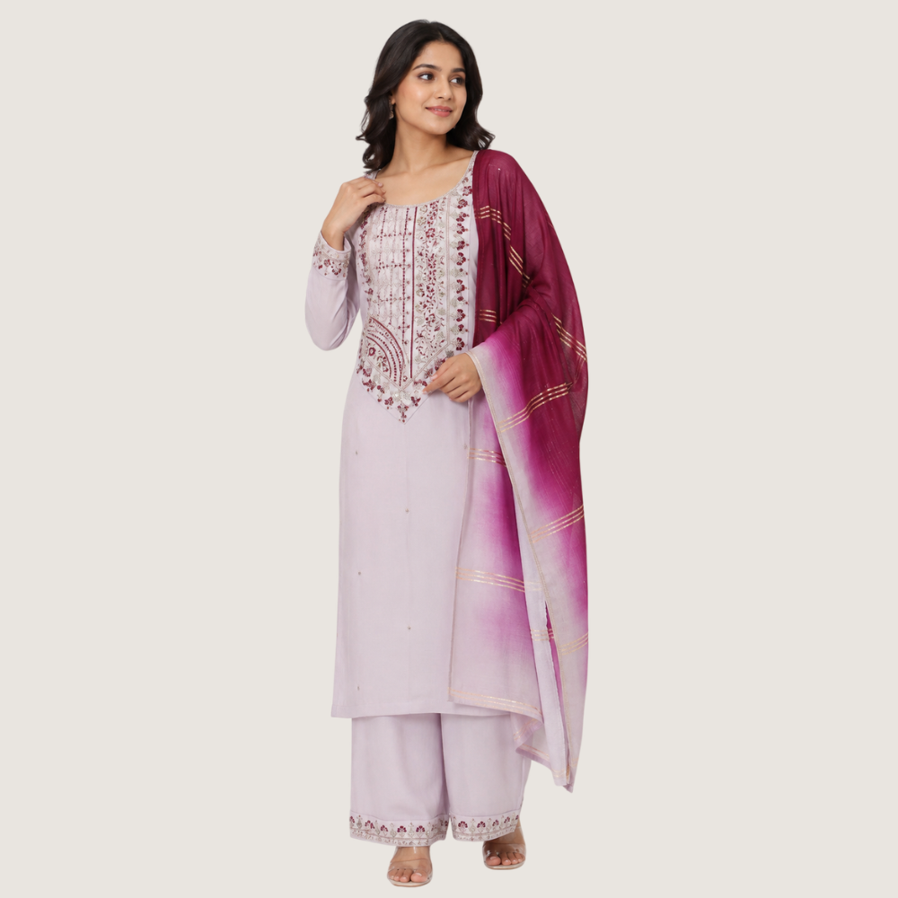 FASHION STYLE :Women’s Embroidered Kurta Set with Dupatta