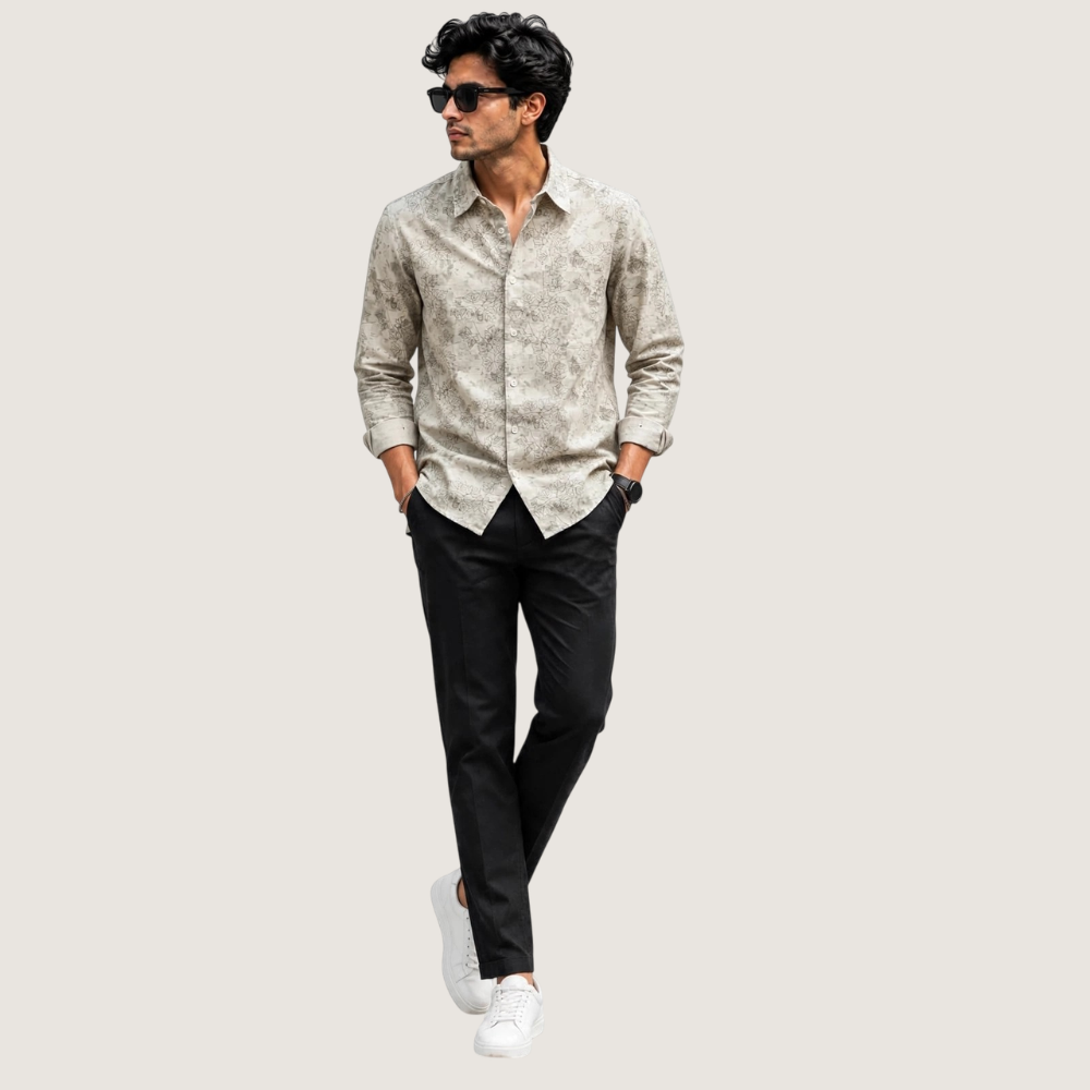 VOLUME ZERO:Men’s Printed Casual Full Sleeve Shirt