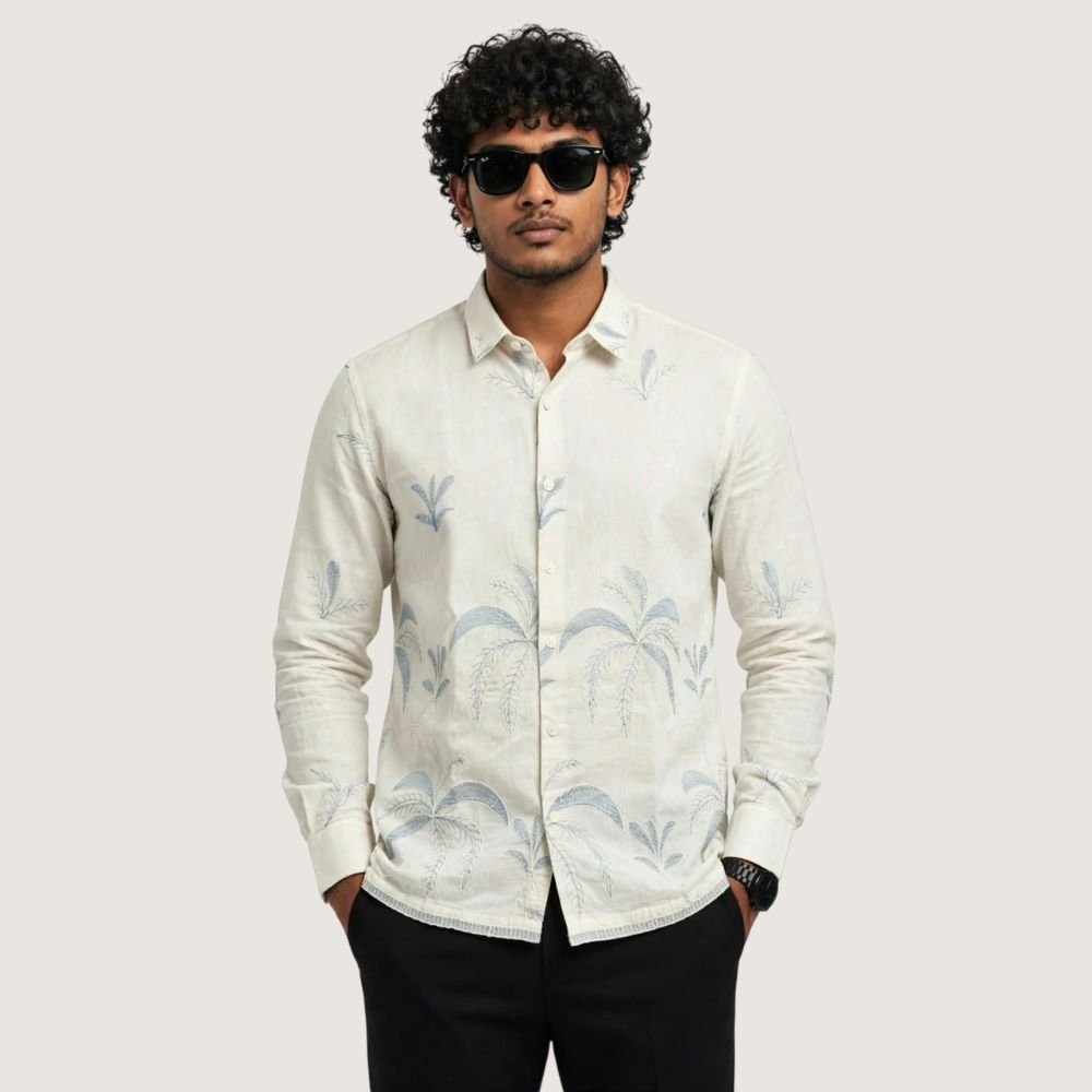 NEW ROADS:Men’s Full Sleeve Botanical Print Casual Shirt