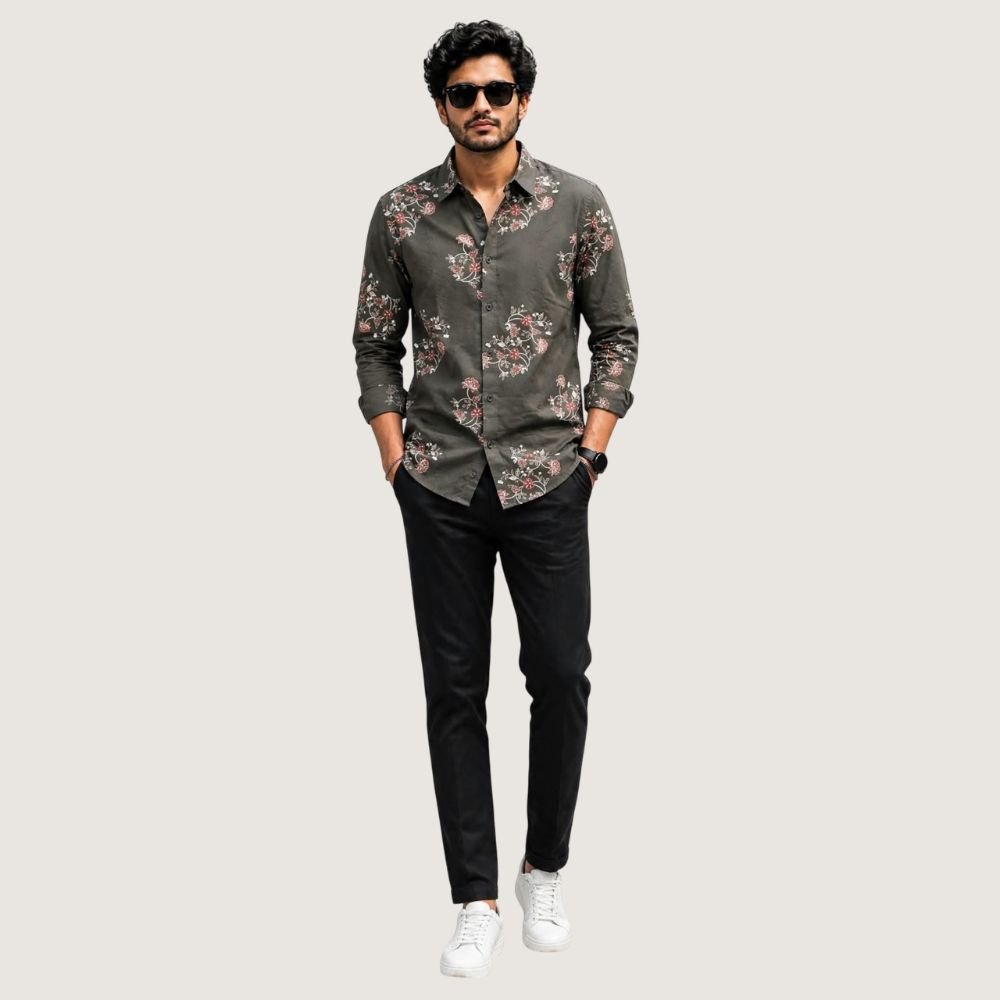 NEW ROADS :Men’s Floral Print Casual Shirt ,Men’s Printed Casual Shirt